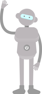 İnsansı Robot Karakteri Tek Elini Kaldırıyor