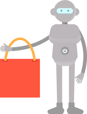 İnsansı Robot Karakteri Alışveriş Torbası