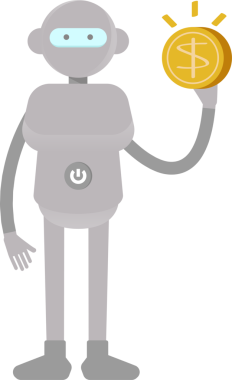 İnsansı Robot Karakteri Doları Tutuyor