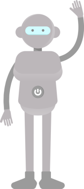 İnsanımsı Robot Karakteri Elinizi Kaldırın İllüstrasyonu