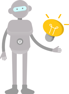 İnsansı Robot Karakteri ve Ampul