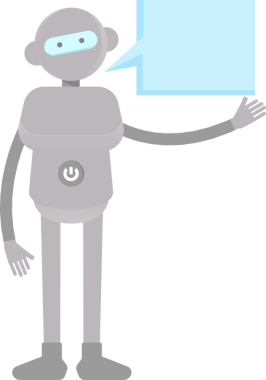 İnsansı Robot Karakteri ve Konuşma Baloncuğu