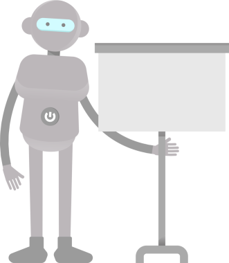 İnsansı Robot Karakteri Sunar Whiteboard