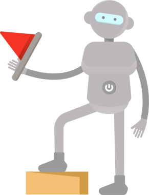 İnsansı Robot Karakteri Bayrak Tutuyor