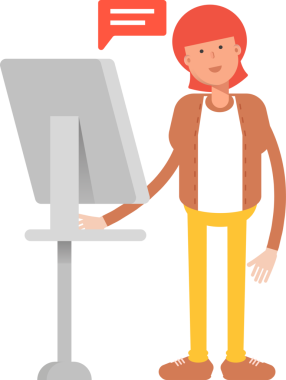 Bilgisayar üzerinde çalışan Hippi Adam Karakteri