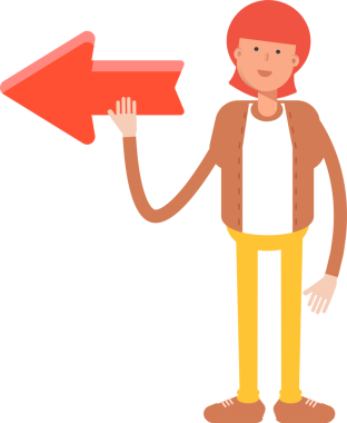 Hippi Adam Karakteri ve Ok İşareti