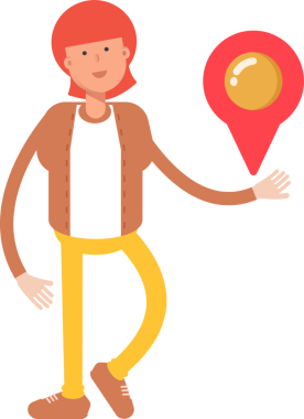 Hippi Adam Karakteri Harita İğnesi Tutuyor