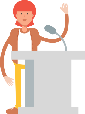 Hippi Adam Karakteri Kürsüde Konuşuyor