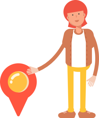 Hippi Adam Karakteri ve Konum İğnesi