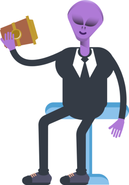 Uzaylı İşçi Karakteri Kahve İçiyor