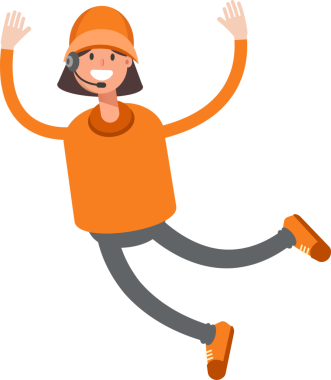 Müşteri Hizmetleri Kız Karakteri Rahatlıyor ve Sıçrıyor