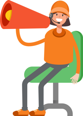 Müşteri Hizmetleri Kız Karakteri ve Megafon