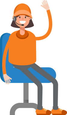 Müşteri Hizmetleri Kız Karakteri Sandalyede Oturuyor