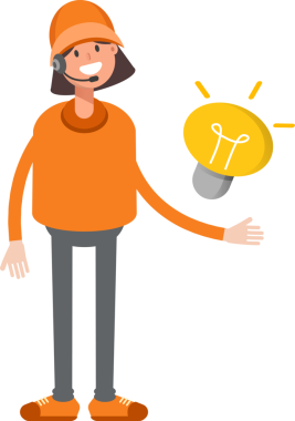 Müşteri Hizmetleri Kız Karakteri ve Ampul