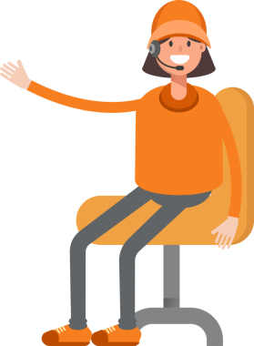 Müşteri Hizmetleri Kız Karakteri Ofis Sandalyesinde Oturuyor