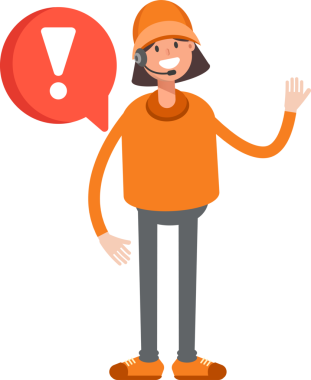 Müşteri Hizmetleri Kız Karakteri ve Hata İşareti