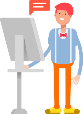 Bilgisayarda Çalışan Erkek Karakteri