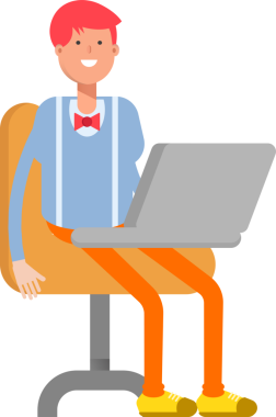 Dizüstü bilgisayarda çalışan Erkek Karakteri