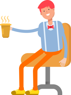 Erkek Karakteri Kahve İçiyor