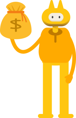 Sevimli Canavar Karakteri Dolar Çuvalı Tutuyor