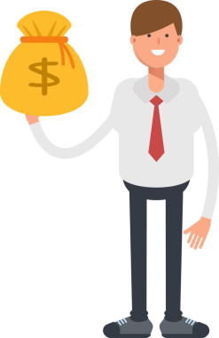 İşadamı Karakteri Dolar Çuvalı Tutuyor