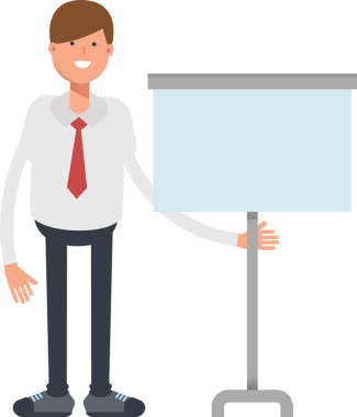 İş Adamı Karakteri Sunar Whiteboard