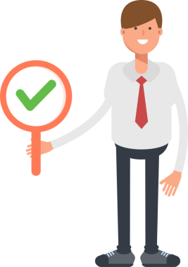 İşadamı Karakteri Denetim İşaretini Gösteriyor