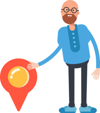 Kel Adam Karakteri ve Konum İğnesi