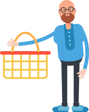 Keltoş Karakteri Alışveriş Sepeti Tutuyor