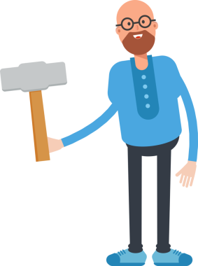 Kel Adam Karakteri Çekiç Tutma Aracı