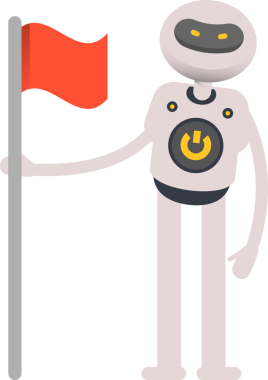 Robot Karakteri Bayrak Tutuyor