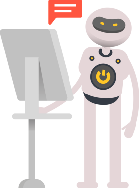 Bilgisayar üzerinde çalışan Robot Karakteri