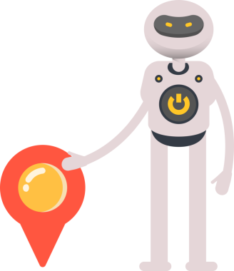 Robot Karakteri ve Konum İğnesi