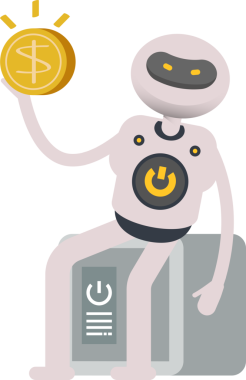 Güvenli ve Doları Tutan Robot Karakteri