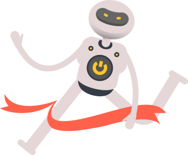 Bitiş çizgisinde çalışan Robot Karakteri