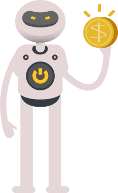 Robot Karakteri Doları Tutuyor