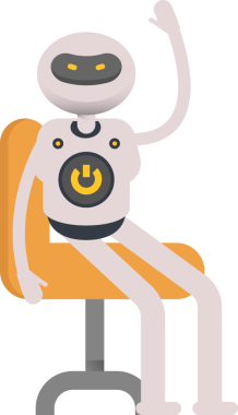 Sandalyede oturan Robot Karakteri