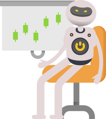 Robot Karakteri Candlestick Çizelgesini Sunar