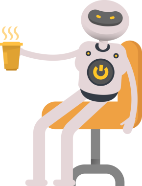 Robot Karakteri Kahve İçiyor