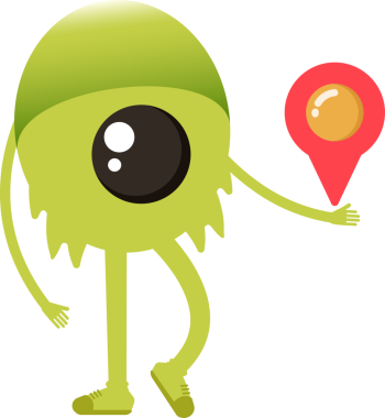 Sevimli Canavar Karakteri Harita İğnesi