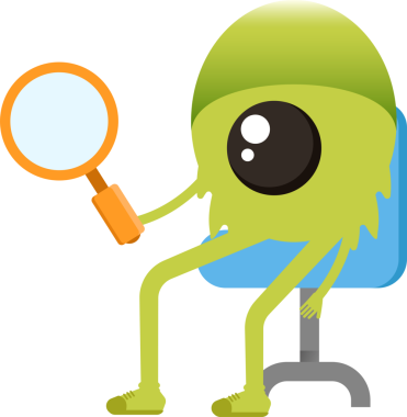 Sevimli Canavar Karakteri Oturan ve Tutan Büyüteç