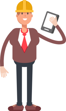 Akıllı telefondan konuşan Mühendis Karakteri