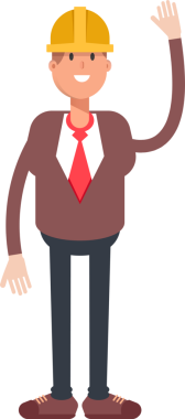 Mühendis Karakteri Yükselen El İllüstrasyonu