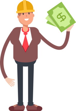 Mühendis Karakteri Bir Dolarlık Banknotlar Tutuyor