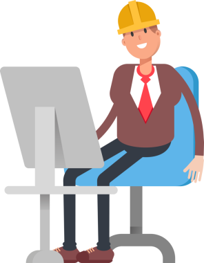 Masaüstünde Çalışan Mühendis Karakteri