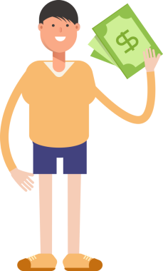 Erkek Karakteri Dolarlık Banknotlar Tutuyor