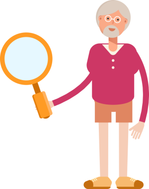 Yaşlı Adam Karakteri Tutma Büyüteci