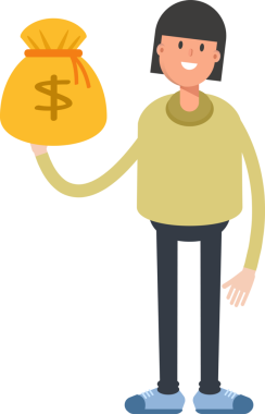 Kız Karakteri Dolar Çuvalı Tutuyor