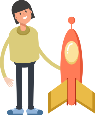 Kız Karakteri ve Roket