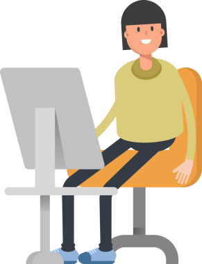 Masaüstünde Çalışan Kız Karakteri